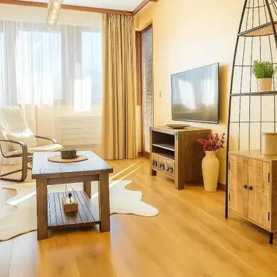 Forest nest Cozy apartment white balcony on the hill