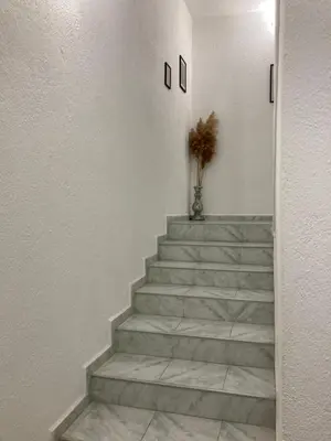 a stairway with a plant in a vase on it at Къща за гости Рупчос 1 in Smolyan