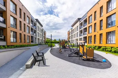 a playground in the middle of a building at Casa Moderna - Stylish 1BD in South Plovdiv by Flat Manager in Plovdiv