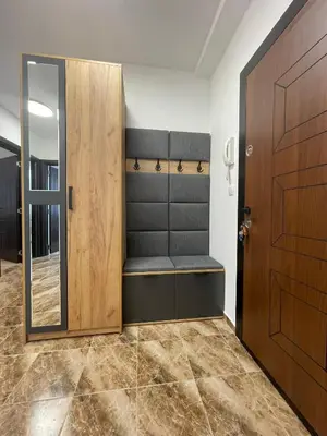 a room with a bench next to a door at Sofia City Quiet Retreat in Sofia