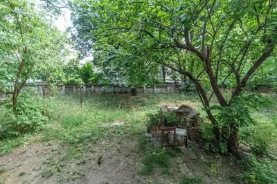 a wooden bench under a tree in a field at Sofique 3BR in Sofia
