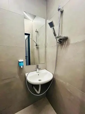 a bathroom with a sink and a mirror at Yosifov apartments in Sofia