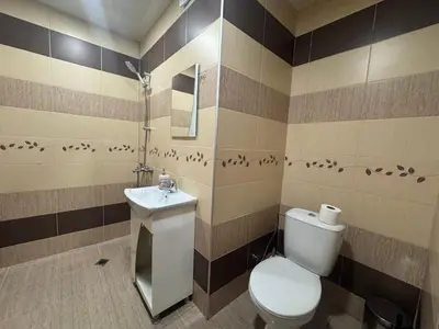 a bathroom with a toilet and a sink at 63rd Luxury One Bedroom Apartment in Sofia