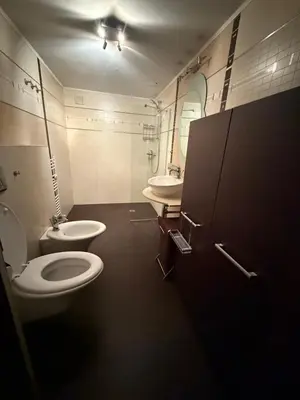 a bathroom with a toilet and a sink at Apart Burel 56 in Sofia