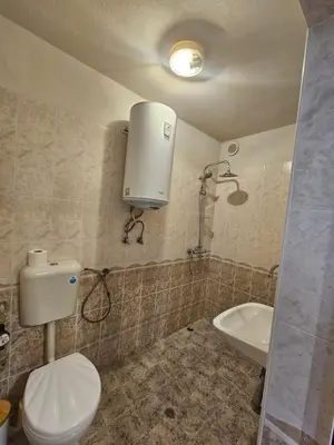 a bathroom with a toilet and a sink at Charming Ground Floor Aprt In Old Sofia in Sofia
