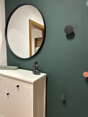 a bathroom with a mirror and a white dresser at K&D Alpine Getaway , Cozy Stay in Bansko