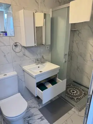 a bathroom with a white sink and a toilet at Cozy Home in Ardino 2 in Ardino