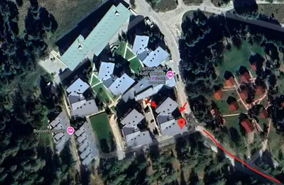 an overhead view of a house with a map at Deno Studio in Borovets