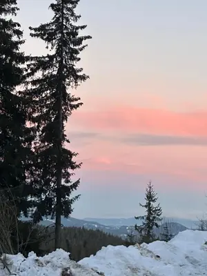 a view from the top of a mountain with snow and trees at Grand Resort Pamporovo b19 in Pamporovo