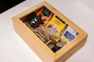 a wooden box with food and other items in it at Casa Desideria 2BAD 2BATH, PARKING , Vitosha Blvd in Sofia