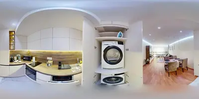 two pictures of a kitchen and a living room at Cozy Central 1BDR Apartment Sofia near Mall Sofia and metro in Sofia