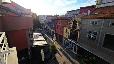 an overhead view of a city street with buildings at FS Apartments Romantic Kapana View Room in Plovdiv