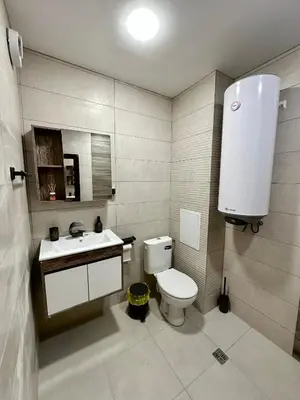 a bathroom with a toilet and a sink at TVS Apartment-City centre in Plovdiv