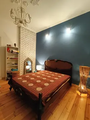 a bedroom with a large bed in a room at Cultural Monument residence in Doktorska Gradina in Sofia