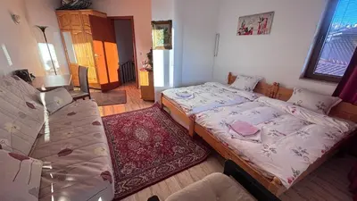 a bedroom with two beds in a room at Maisonette on the slope in Manastir 3 in Pamporovo