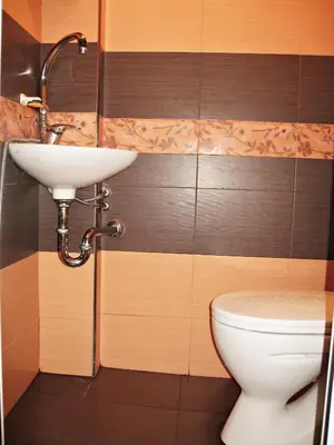 a bathroom with a sink and a toilet at Maritsa River Apartment in Plovdiv