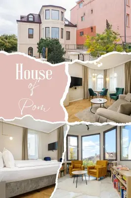 a collage of photos of a house and a room at The House of Pom in Plovdiv