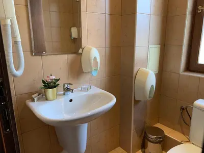 a bathroom with a sink and a toilet at Hotel Borovets Palace in Borovets