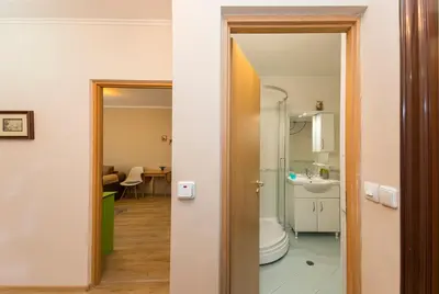 a bathroom with a toilet and a sink at Lovely Central 1 Bedroom Condo in Sofia in Sofia