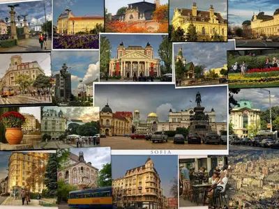 a collage of pictures of buildings in a city at Gogol 2BR Apartment in Sofia