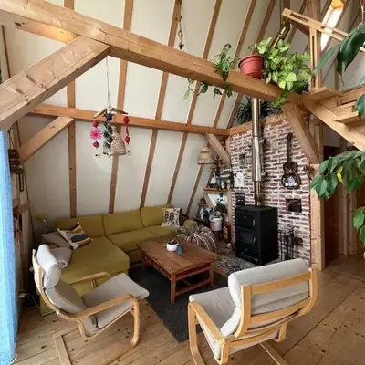 Cozy frame house in the wood
