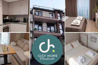 a collage of four pictures of a city home at City Home Sandanski in Sandanski