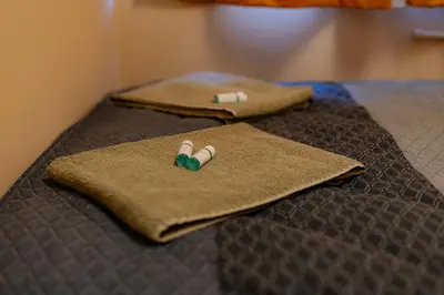 two pillows sitting on top of a bed at 1 minute to main Street Grafa, NDK, FREE Parking, 3BDR in Sofia