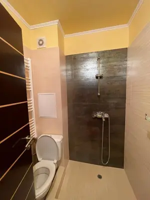 a bathroom with a toilet and a shower at Ava Apartment Pamporovo in Pamporovo