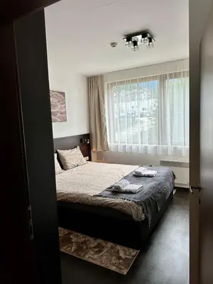 a bedroom with a bed and a window at Kosara Apartment Home2Host in Bansko