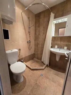 a bathroom with a toilet and a sink at Lucky SP apartments -Pamporovo in Bŭnzareto
