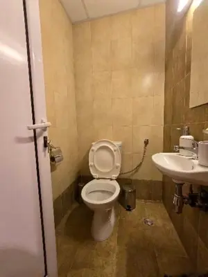 a bathroom with a toilet and a sink at Lucky SP apartments -Pamporovo in Bŭnzareto