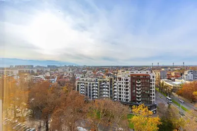 a view of a city with buildings and trees at Convenient Studio with great view over Plovdiv in Plovdiv