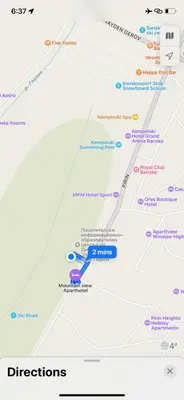 a map of the different stops on the subway at Studio 4, 4min walk to slope at Predela2 Bansko in Bansko