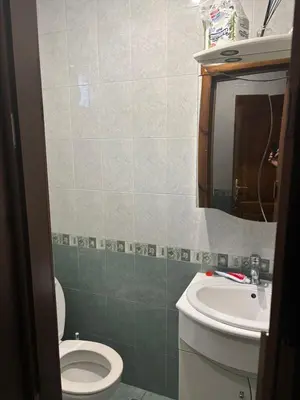 a bathroom with a toilet and a sink at Kiryanov's apartment in Sandanski