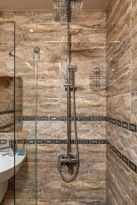 a bathroom with a shower and a sink at Square Slivnitsa 2BR apt 5 minutes from top center in Plovdiv