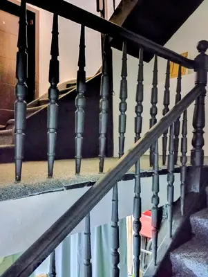 a staircase with metal railings and a ramp at GuestHouse3 Karma369 in Plovdiv