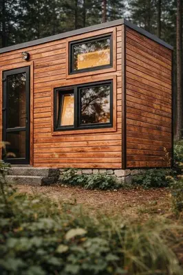 a small wooden house with a window at Малка Къщичка Бяла Черква
