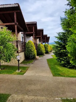 a walkway in front of a house with bushes at Свети Георги in Tsigov Chark