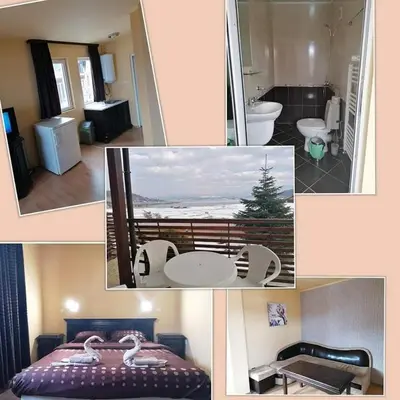 a collage of pictures of a bedroom and a bathroom at Свети Георги in Tsigov Chark