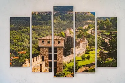 a view of the ruins of a castle in the mountains at Central Apartment near NDK in Sofia