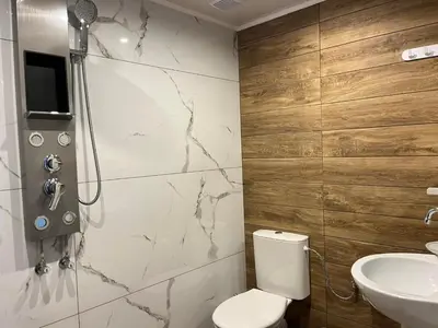 a bathroom with a toilet and a sink at Стаи за гости Царвулджиеви in Koprivshtitsa