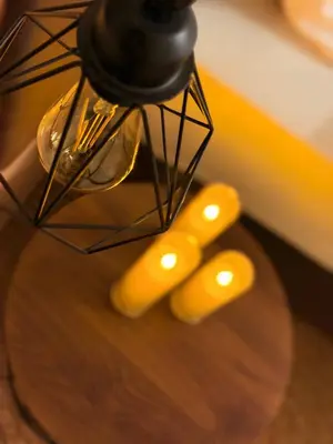 a metal object with lights on a table at Hotel NIRÁ in Sofia