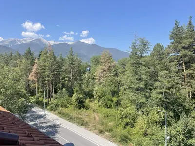 a road in the middle of a forest with mountains at The View Bansko in Bansko