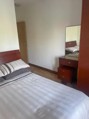 a bedroom with a bed and a dresser and a mirror at The View Bansko in Bansko