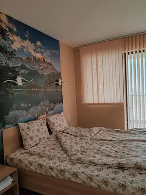 a bedroom with a bed with a painting on the wall at Guest House Vanessa 2 in Gulubovo