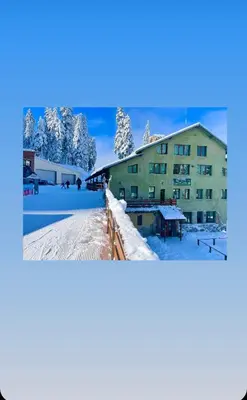 two photos of a building in the snow at Hotel Forest Star on the Ski Slope in Borovets