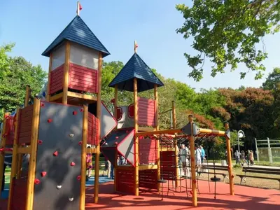a playground in a park with a play equipment at Youth Centre Plovdiv in Plovdiv