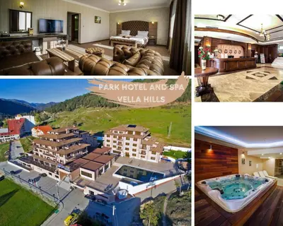 a collage of pictures of a hotel and a resort at Park Hotel and SPA Vella Hills in Velingrad