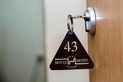 a tag on a door with the number on it at Noviz Hotel in Plovdiv