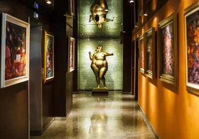 a statue in a hallway in a museum at Hotel Anel in Sofia